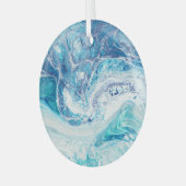 カラスプラッシュ：アクリル抽象芸術背景 ガラスオーナメント (正面左)