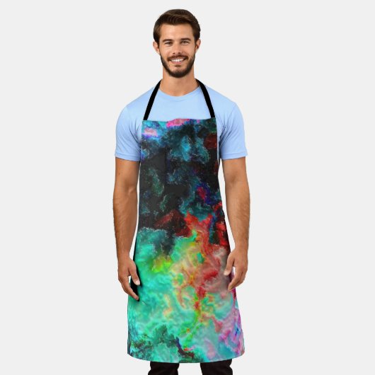 カラスプラッシュ:抽象芸術水彩アート エプロン (着用した状態)