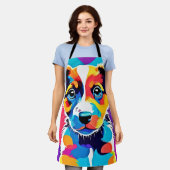 カラスプラッシュGroovy犬 エプロン (着用した状態)