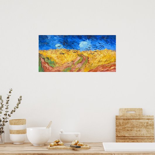 カラス付きホイートフィールド（1890年）ヴァンゴッホ風景 ポスター (キッチン)