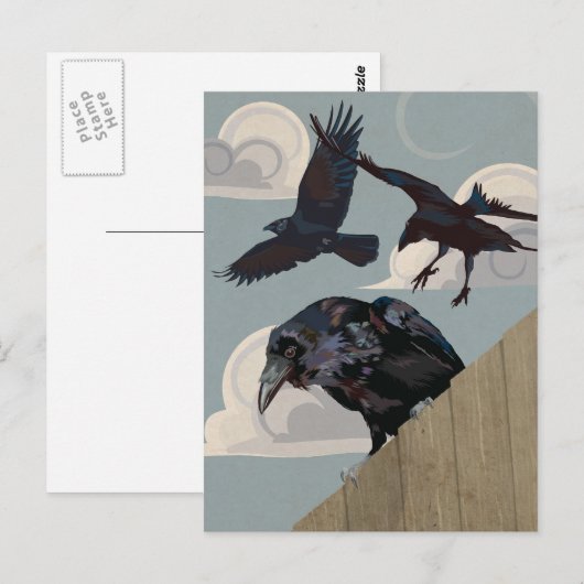 カラス侵入 ポストカード (正面/裏面)