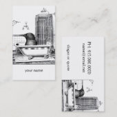 カラス入りヴィンテージ浴槽プロファイルカード 名刺 (正面/裏面)