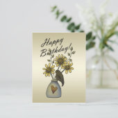 カラス初期のスひまわり誕生日はがき ポストカード (スタンド正面)