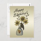 カラス初期のスひまわり誕生日はがき ポストカード (正面/裏面)