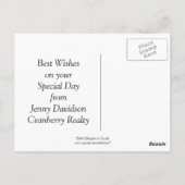 カラス初期のスひまわり誕生日はがき ポストカード (裏面)