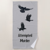 カラス殺しの鳥のグループ黒いシルエット ビーチタオル (正面)