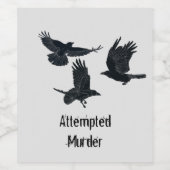 カラス殺しの鳥のグループ黒いシルエット ワインラベル (シングルラベル)