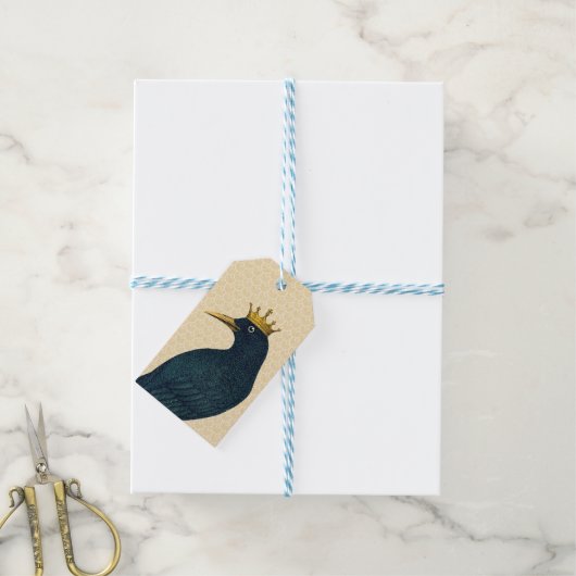 カラス着用ヴィンテージ金ゴールドクラウン ギフトタグ (より糸付き)