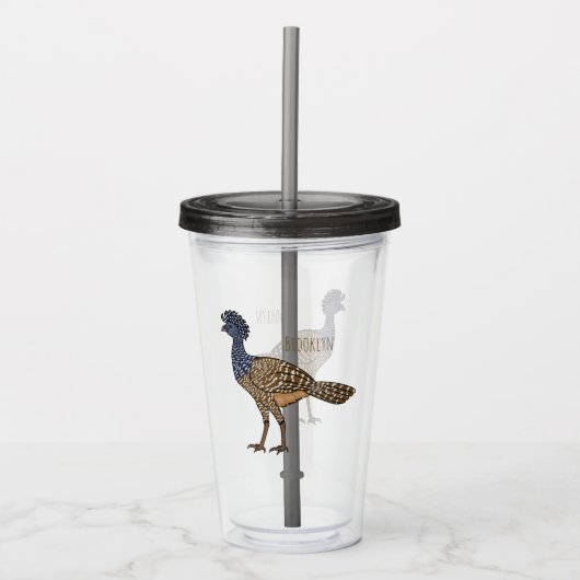 カラス素晴らしスマの鳥漫画イラストレーション アクリルタンブラー (正面)