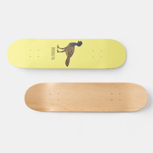 カラス素晴らしスマの鳥漫画イラストレーション スケートボード (横)