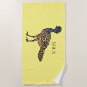 カラス素晴らしスマの鳥漫画イラストレーション ビーチタオル (正面)