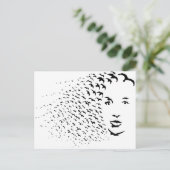 カラス飛んでいるまたは顔の光学錯覚 ポストカード (スタンド正面)