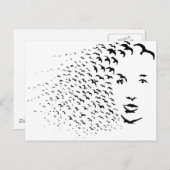 カラス飛んでいるまたは顔の光学錯覚 ポストカード (正面/裏面)