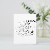 カラス飛んでいるまたは顔の光学錯覚 ポストカード (スタンド正面)