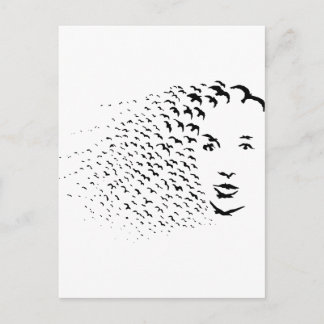 カラス飛んでいるまたは顔の光学錯覚 ポストカード