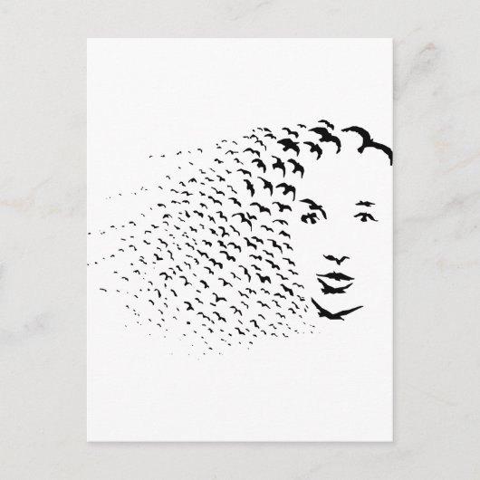 カラス飛んでいるまたは顔の光学錯覚 ポストカード (正面)