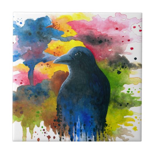 カラス鳥71 タイル (正面)