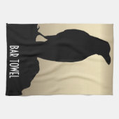 カラス黒鳥烏のバータオル金ゴールド キッチンタオル (横)