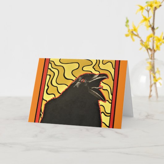 ''カラス'' カード (黄色い花)