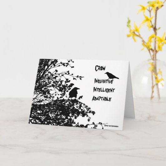 カラス カード (黄色い花)