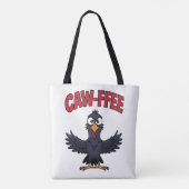 カラス コーヒー好き 面白い CAW-FFEE トートバッグ (裏面)