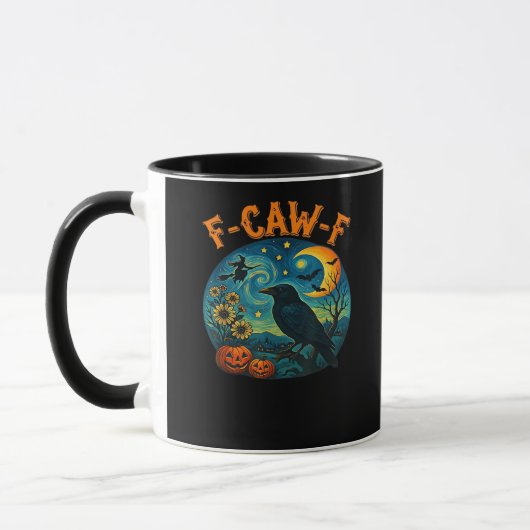 カラス ゴシックチェック柄 ハロウィン マグカップ (左)