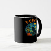 カラス ゴシックチェック柄 ハロウィン マグカップ (正面右)