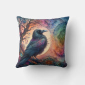 カラス・ツリー・オブ・ライフ・マンダラ異教の クッション (裏面)