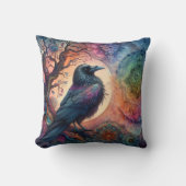 カラス・ツリー・オブ・ライフ・マンダラ異教の クッション (正面)