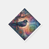 カラス・ツリー・オブ・ライフ・マンダラ異教の スタンダードカクテルナプキン (角)