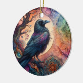 カラス・ツリー・オブ・ライフ・マンダラ異教の セラミックオーナメント (左)