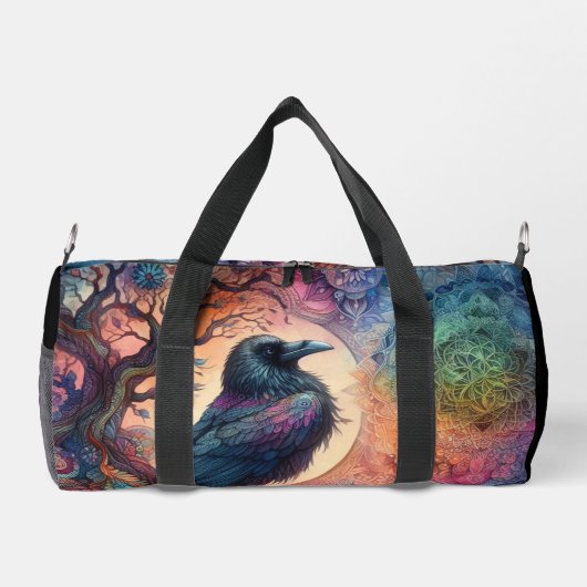 カラス・ツリー・オブ・ライフ・マンダラ異教の ダッフルバッグ (裏面)