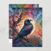 カラス・ツリー・オブ・ライフ・マンダラ異教の ポストカード (正面/裏面)