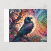 カラス・ツリー・オブ・ライフ・マンダラ異教の ポストカード (裏面)