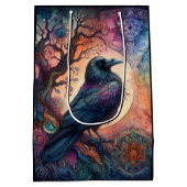 カラス・ツリー・オブ・ライフ・マンダラ異教の ミディアムペーパーバッグ (裏面)