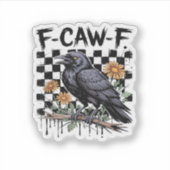 カラス フラワル, F-Caw-F おもしろ 鳥 FCAWF ムーン ゴシック シール (正面)