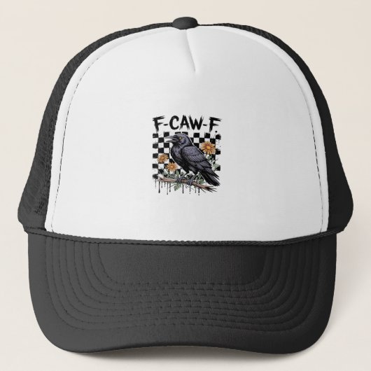 カラス フラワル, F-Caw-F 面白い鳥 FCAWF ムーンゴシック キャップ (正面)