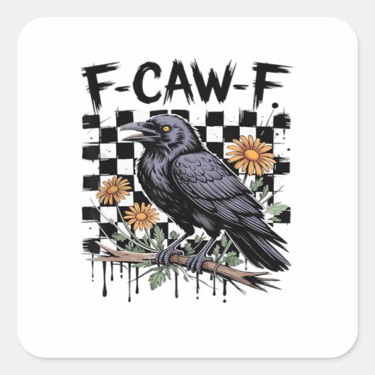 カラス フラワル, F-Caw-F 面白い鳥 FCAWF ムーンゴシック スクエアシール (正面)