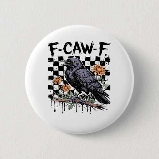 カラス フラワル, F-Caw-F 面白い鳥 FCAWF ムーンゴシック 缶バッジ (正面)