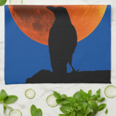 カラス、ブラックバーズムーン&ラヴェンス キッチンタオル (折り畳み)