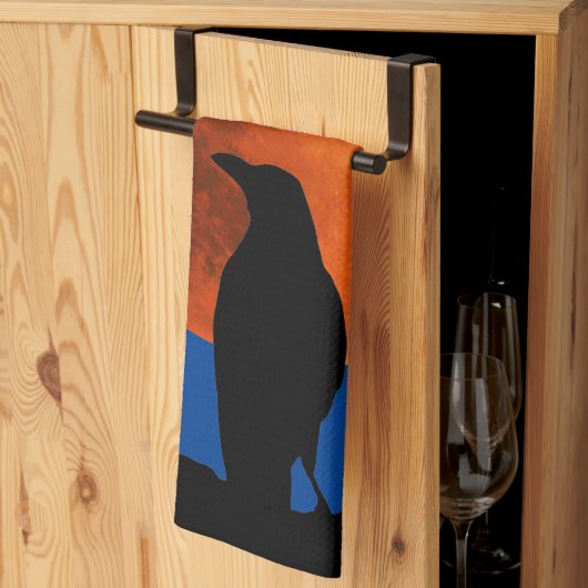 カラス、ブラックバーズムーン&ラヴェンス キッチンタオル (三つ折り)