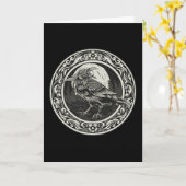 カラス メダリオン カービング アート 鳥 自然 カード (黄色い花)