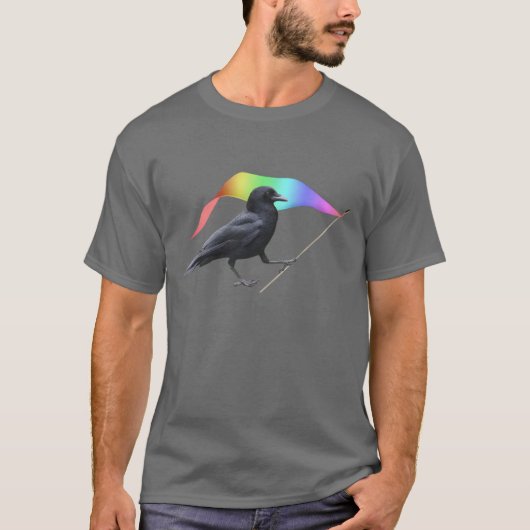 カラス レインボーフラッグ Tシャツ (正面)