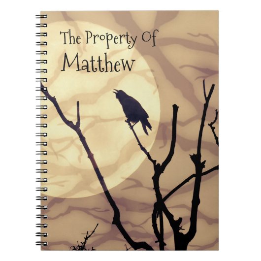カラス、月、影は*パーソナライズ* ノートブック (正面)