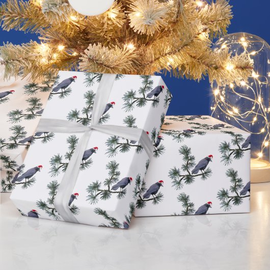 カラス 松のクリスマス ギフト包装紙 ラッピングペーパー (クリスマス)