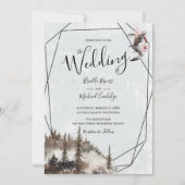 カラス、森、三日月結婚の 招待状 (正面)