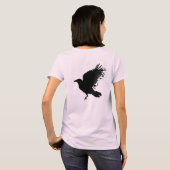 カラス - 黒 Tシャツ (裏面フル)