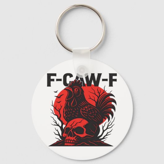 カラス F-Caw-F おもしろ ゴシック ユーモア キーホルダー (正面)