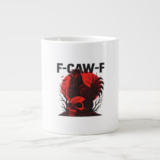 カラス F-Caw-F おもしろ ゴシック ユーモア ジャンボコーヒーマグカップ (正面)