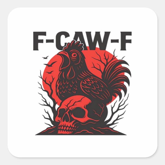 カラス F-Caw-F おもしろ ゴシック ユーモア スクエアシール (正面)